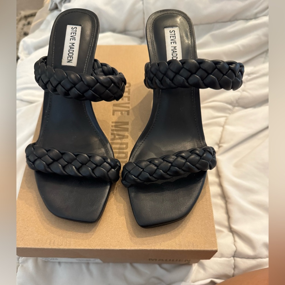 Steve Madden Black Braided Heels